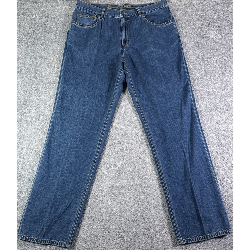 Tommy‎ Bahama Jeans Mens 38x32 Blue Classic Fit Cotton Tencel Denim Straight Leg